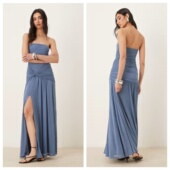 正品 新款 02.06 英国代购 2026潮流导向 女装 抹胸开叉长款 连衣裙