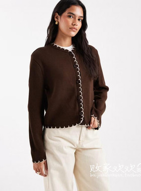 英国代购正品09.01 2025潮流导向 女装新款 深色针织长袖舒适小衫