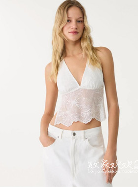 英国代购正品07.02 2025潮流导向 女装新款 浅色蕾丝舒适背心