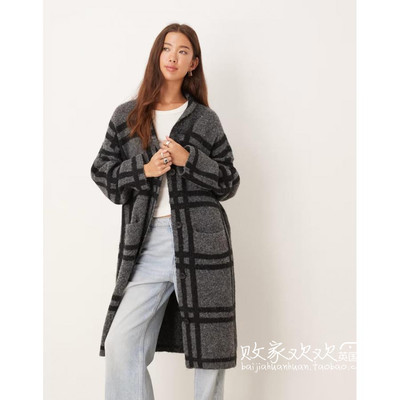 英国代购正品11.02 2025潮流导向 女装新款 潮牌格子中长款外套