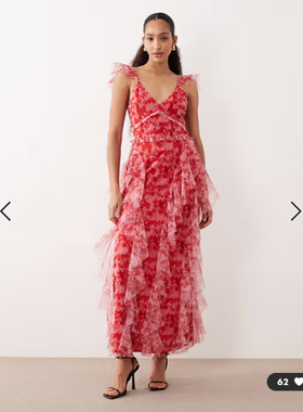 英国代购正品01.24 2026潮流导向 女装新款 设计印花长款连衣裙