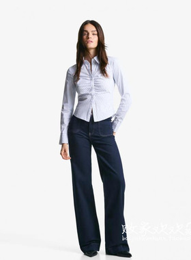 英国代购正品10.06 2025潮流导向 女装新款 翻领条纹长袖衬衫