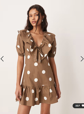 英国代购正品01.12 2026潮流导向 女装新款 娃娃领波点迷人连衣裙