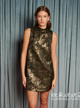 英国代购正品12.06 2025潮流导向 女装新款 设计金色花迷人连衣裙