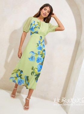 英国代购正品07.09 名品NEXT 女装新款 时尚印花长款百搭连衣裙