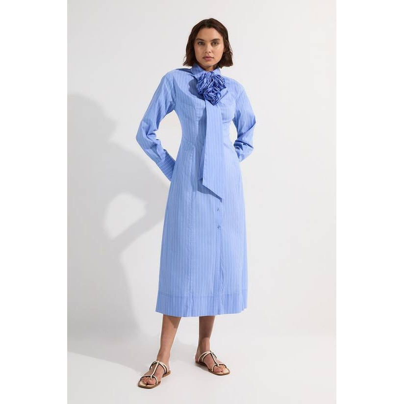 英国代购正品05.12 名品KM 女装新款 时尚花朵条纹衬衫风连衣裙