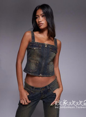 英国代购正品09.01 2025潮流导向 女装新款 休闲牛仔舒适百搭背心
