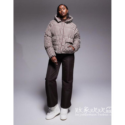 英国代购正品11.02 2025潮流导向 女装新款 连帽格子填充短款夹克
