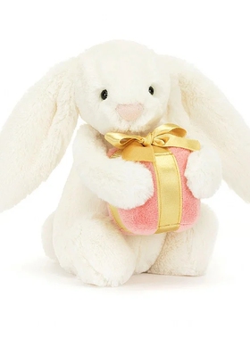 英国代购正品04.15 jellycat Bashful Bunny With 拿礼物的兔子