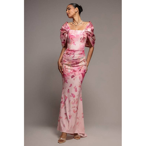 英国代购正品06.14 名品PL 女装新款 设计蝴蝶结印花礼服连衣裙