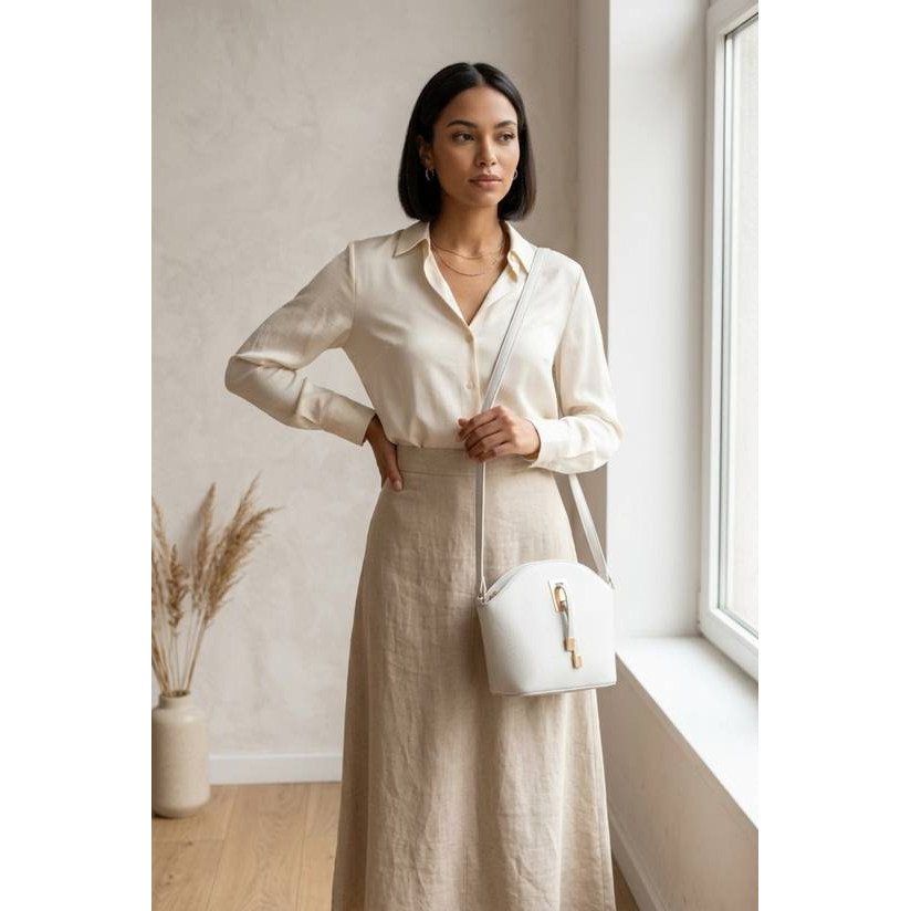 英国代购正品07.08 名品PL 女装新款 淑女风纯色通勤斜挎包手提包