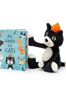 英国代购正品 Cats Book and Jellycat Jack 玩偶和黑猫书套装