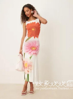 英国代购正品07.03 2025潮流导向 女装新款 设计印花长款连衣裙