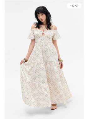 英国代购正品03.20 名品UO 女装新款 甜美碎花长款百搭连衣裙