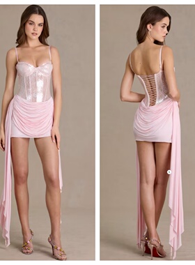 英国代购正品03.09 名品ohpolly 女装新款 亮片飘带礼服连衣裙