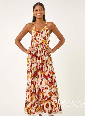英国代购正品07.03 名品NEXT 女装新款 时尚吊带印花长款连衣裙