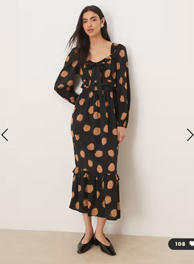 英国代购正品03.09 2026潮流导向 女装新款 设计波点长款连衣裙