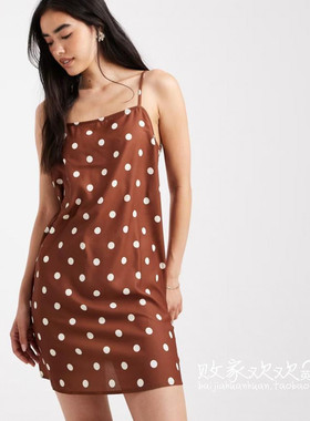 英国代购正品08.01 2025潮流导向 女装新款 吊带波点迷人连衣裙