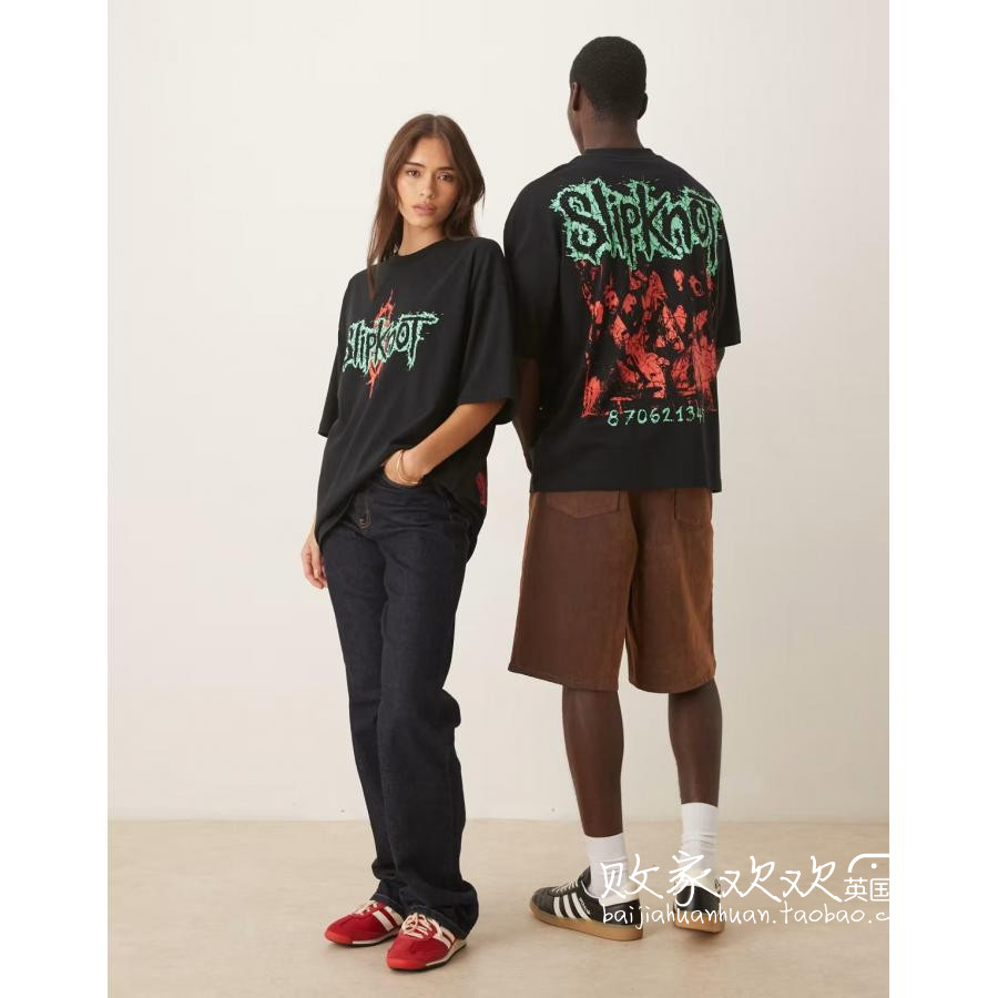 英国代购正品10.08 2025潮流导向 女装新款 休闲图案深色短袖T恤