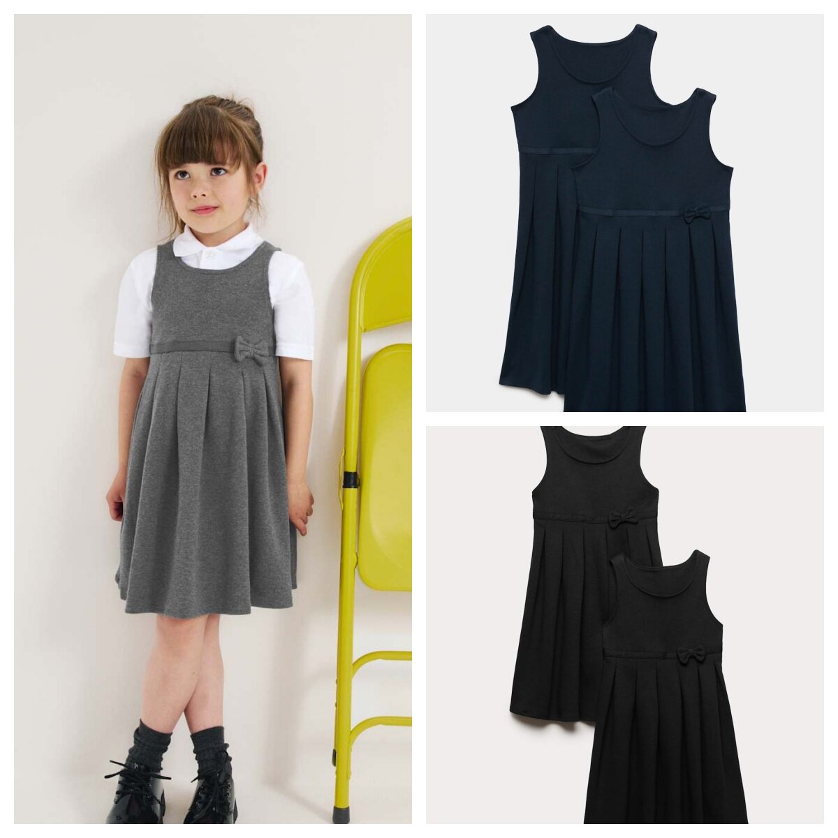 英国代购正品07.04 名品MS 新款 2件装女童运动蝴蝶结学校背带裙