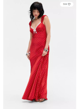 英国代购正品03.20 名品UO 女装新款 时尚波点长款百搭连衣裙