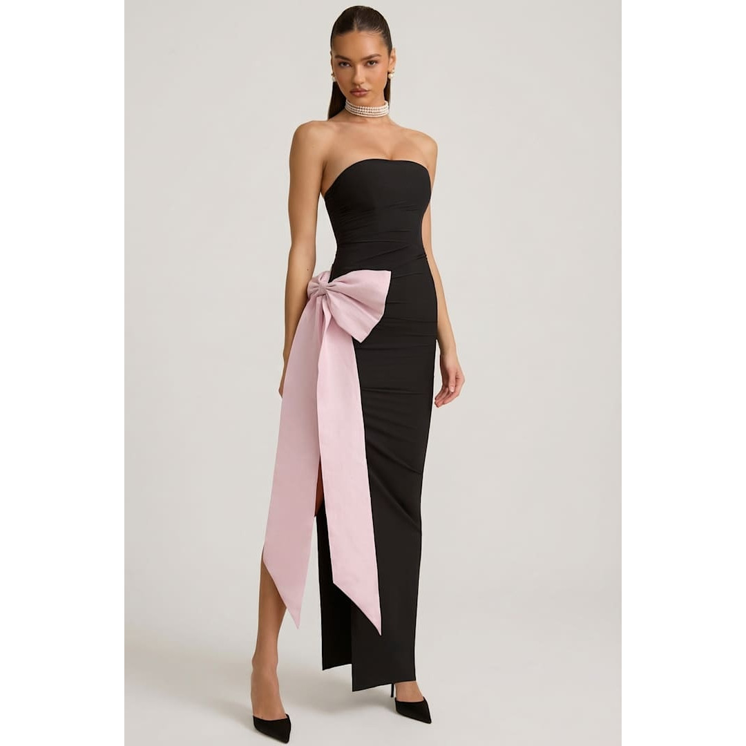 英国代购正品04.27 名品ohpolly 女装新款 抹胸蝴蝶结飘带连衣裙