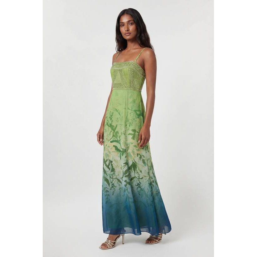 英国代购正品05.12 名品KM 女装新款 时尚吊带印花长款连衣裙