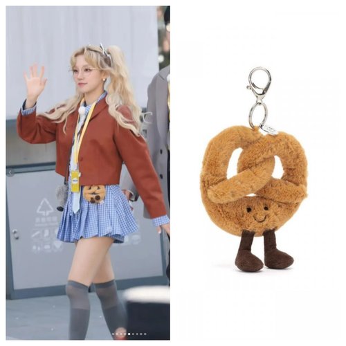 国内现货秒！10.14 jellycat碱水结面包蝴蝶酥椒盐卷饼钥匙扣包挂