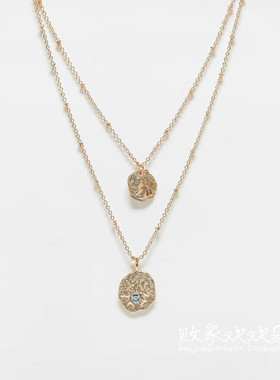 英国代购正品04.12 2025潮流导向 饰品新款 金色绒面多层项链