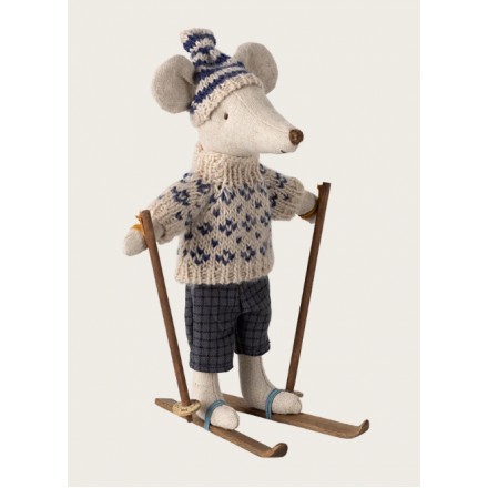 英国代购正品04.24 Winter mouse Dad Maileg 滑雪的老鼠毛绒玩偶