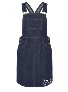 英国代购正品12.13 名品Boohoo 女装新款 时尚背带牛仔连衣裙