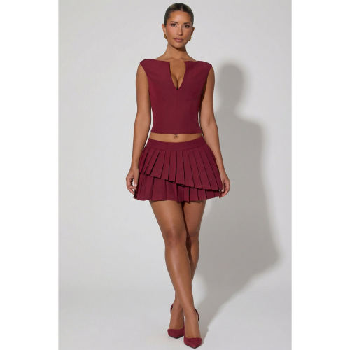 英国代购正品09.10 名品ohpolly 女装新款 时尚褶皱两层半身裙