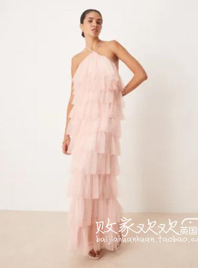 英国代购正品07.03 2025潮流导向 女装新款 挂脖多层长款连衣裙
