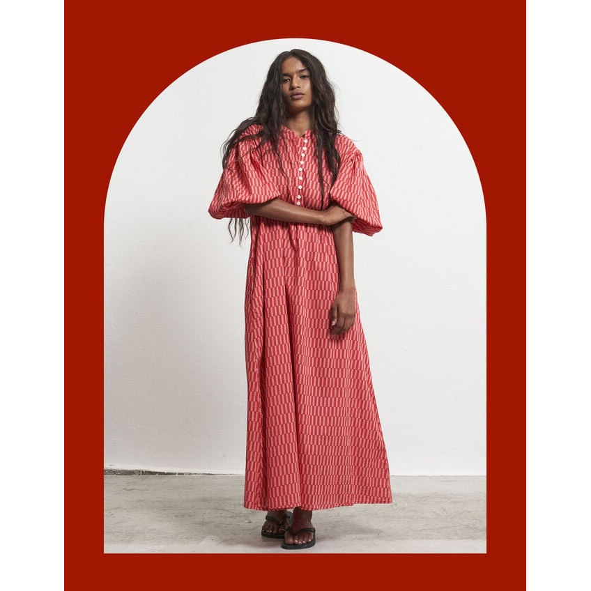 英国代购正品05.29 名品Monsoon女装新款 泡泡袖印花长款连衣裙