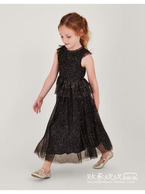 英国代购正品10.08 名品Monsoon 女童新款 深色仙气长款连衣裙