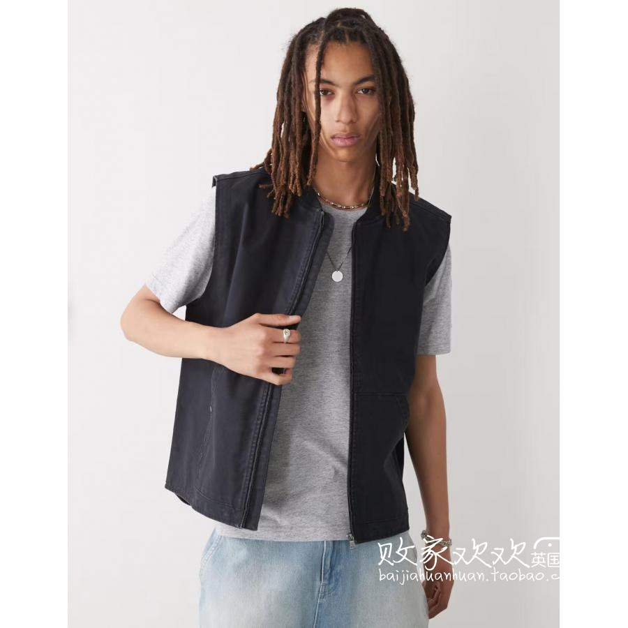 英国代购正品12.09 2025潮流导向 男装新款 潮牌拉链深色舒适马甲