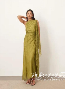 英国代购正品07.08 2025潮流导向 女装新款 设计飘带长款连衣裙
