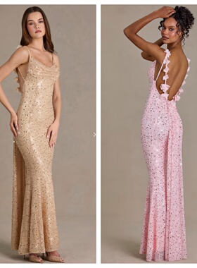 英国代购正品03.09 名品ohpolly 女装新款 设计闪亮礼服连衣裙