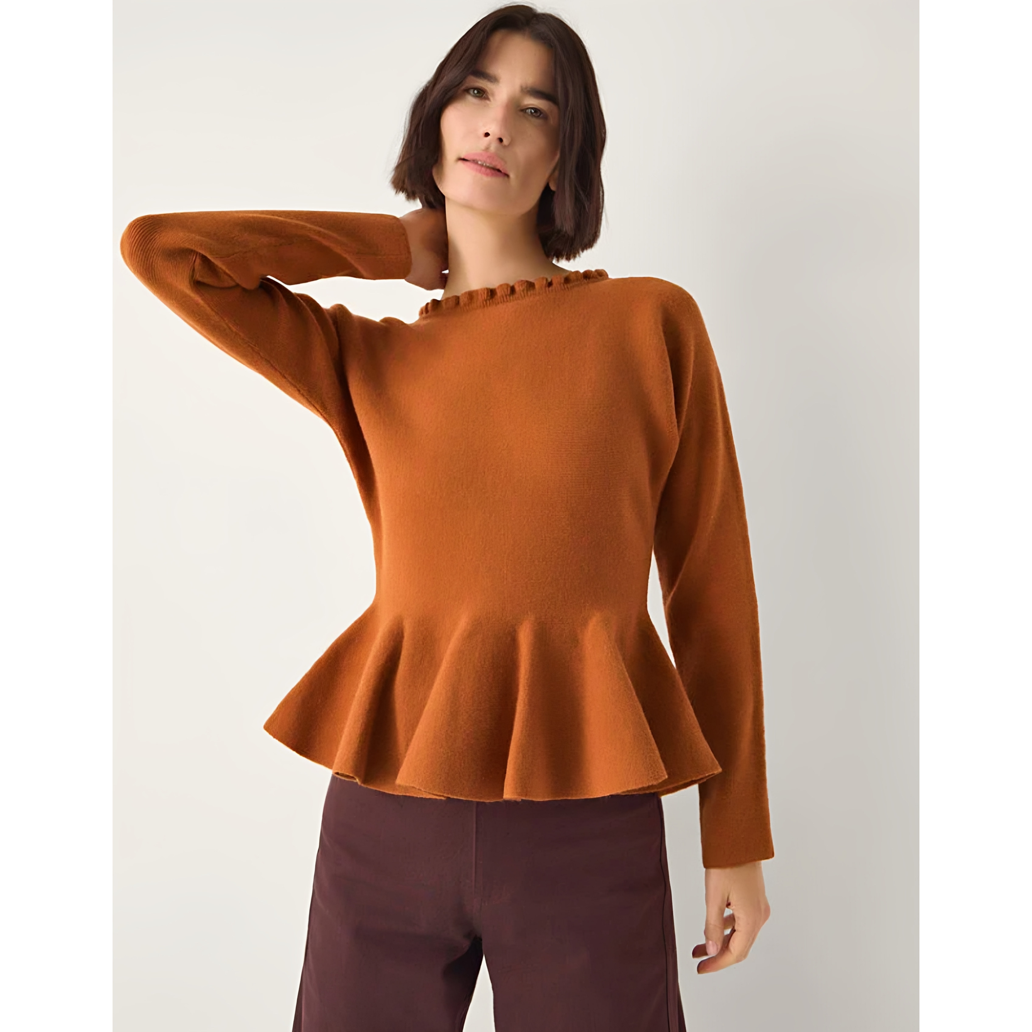 英国代购正品04.01 名品Monsoon 女装新 牡丹花瓣边黄色套头衫