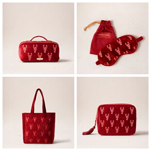 英国代购正品02.05 Lobster Everyday Pouch 刺绣龙虾化妆包 多款