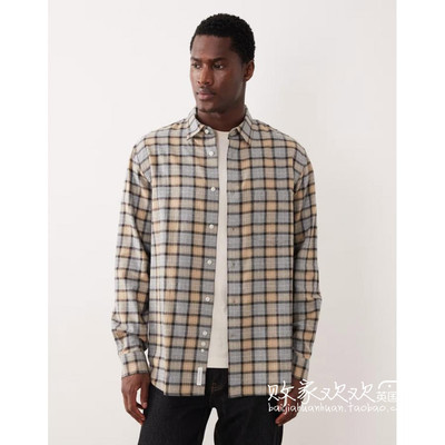 英国代购正品12.01 2025潮流导向 男装新款 翻领格子长袖舒适衬衫
