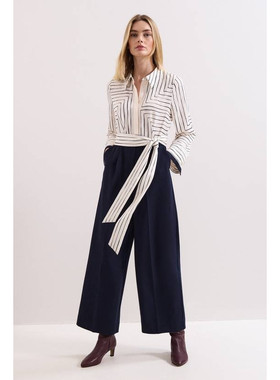 英国代购正品04.26 名品KM 女装新款 时尚衬衫风系腰带长款连衣裤