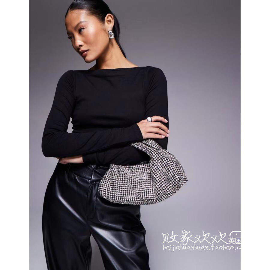 英国代购正品11.24 2025潮流导向 女包新款 银色闪钻迷你手提包