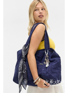 英国代购正品08.19 名品UO 女包新款 潮牌灯芯绒大容量手提包