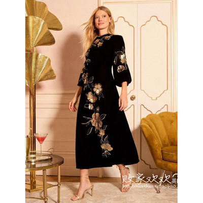 英国代购正品11.16 名品NEXT 女装新款 设计亮片花长款百搭连衣裙