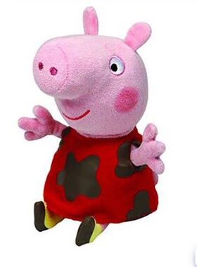 英国代购正品04.06 Ty Peppa Pig 跳泥坑的佩奇毛绒玩偶 公仔礼物