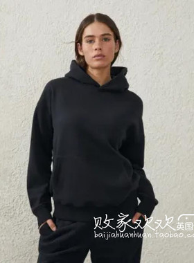 英国代购正品07.08 2025潮流导向 女装新款 休闲连帽深色长袖卫衣