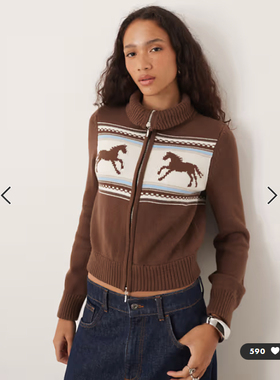 英国代购正品01.15 2026潮流导向 女装新款 设计马儿针织拉链开衫