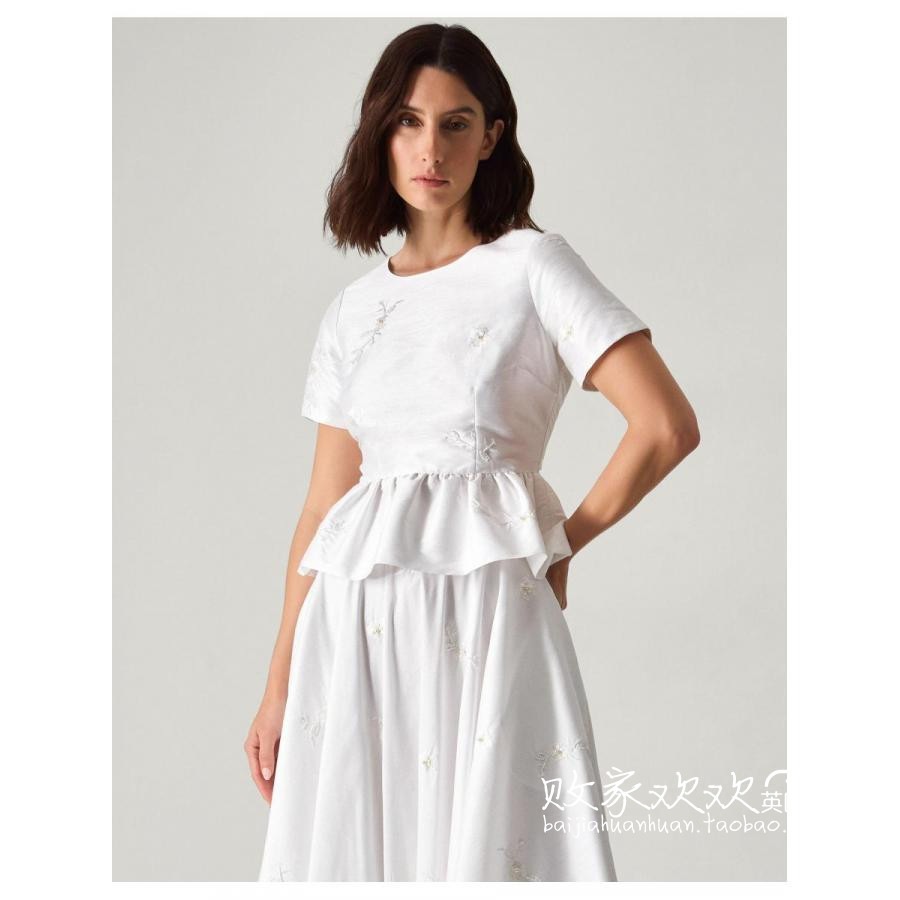 英国代购正品11.06 名品Monsoon 女装新款 设计荷叶边短袖小衫