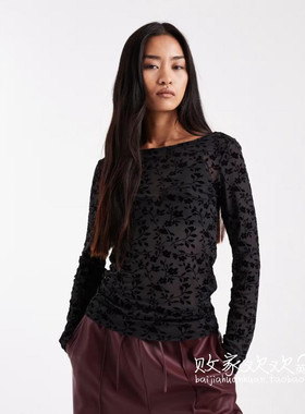 英国代购正品10.06 2025潮流导向 女装新款 深色长袖舒适打底衫